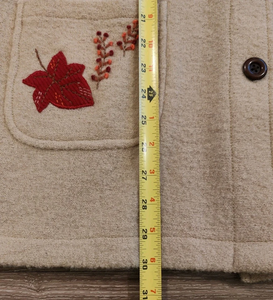 Вышитый кардиган Marisa Christina размер СРЕДНИЙ 100% шерсть RN 44278 желтовато-коричневый - Изображение 3 из 4