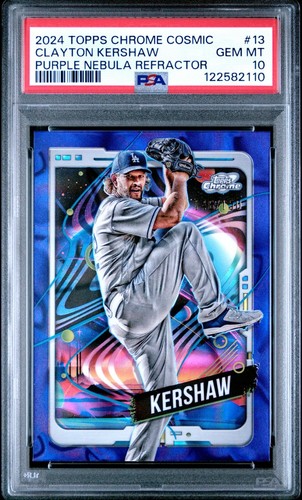 2025 Topps Cosmic Chrome Clayton Kershaw Purple Nebula 146/150 PSA 10 POP 2...