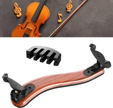 Violin Shoulder Rest for 4/4 and 3/4 Size, Imitation Wood Grain, with Foam Pad