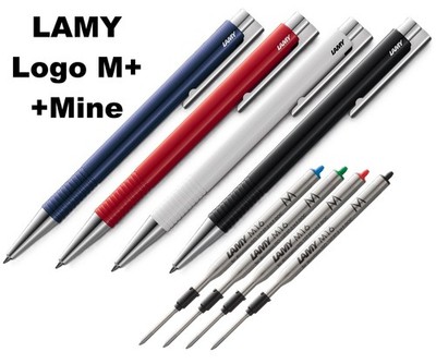 LAMY Logo Kugelschreiber 204 M+ mit M16 Ersatz Mine - schwarz blau rot grün weiß