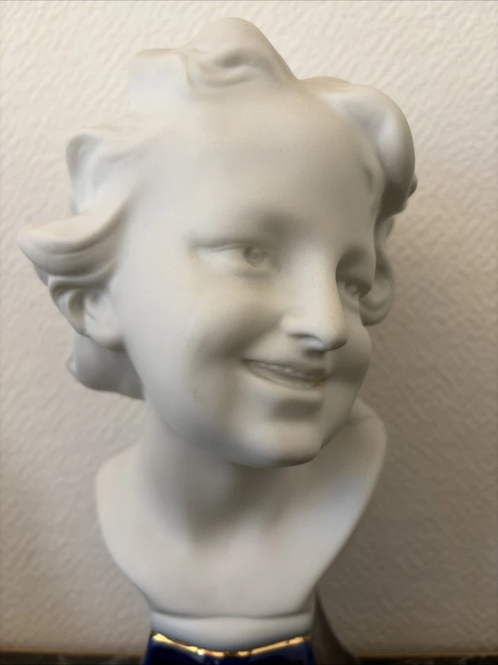 ancien buste tête sculpture statue biscuit porcelaine de LIMOGES THARAUD france - Photo 4/4