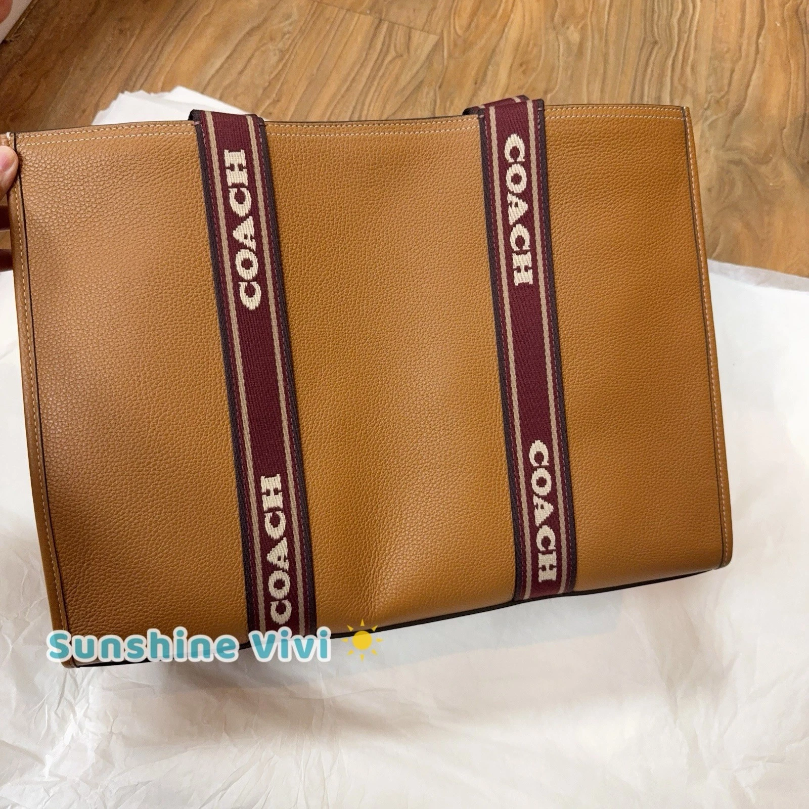 Borsa Coach grande Smith nuova con etichette in pelle di ciottoli CM716 penny multi marrone