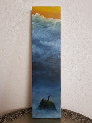 Bild *Das Meer* nach Bob Ross Technik gemalt auf Holz