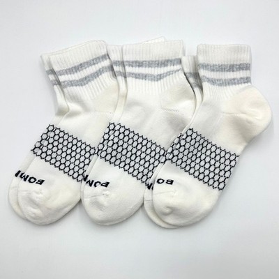 3 pairs Men's honeycomb Vintage Stripes Quarter Socks Athletic Size Med BOMBAS