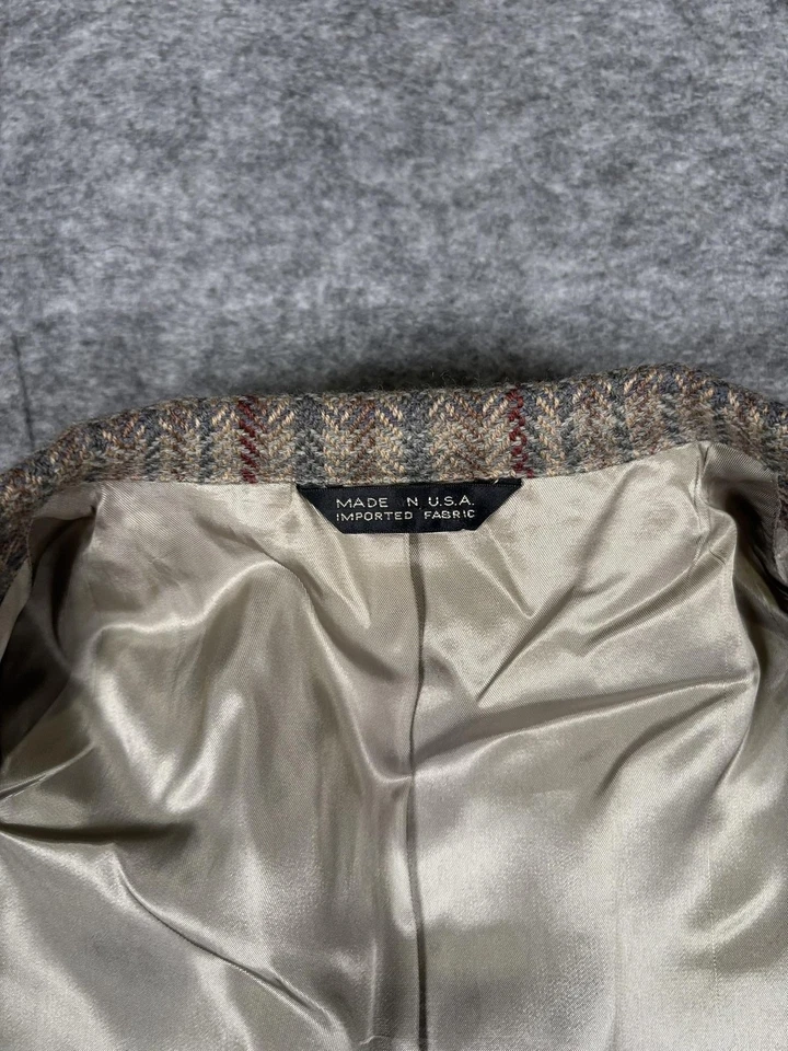 Vintage Chaps Ralph Lauren Blazer Mens 42 Plaid Wool Sport Coat Made USA 90s - Image 4 of 4