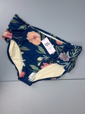Lime Ricki women's XL blue floral blooms ruched high rise swim bottoms NWT