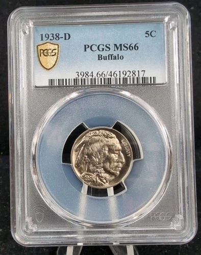 1938-D 5C Buffalo Nickel - PCGS MS66 - PCGS Gold Shield #6525