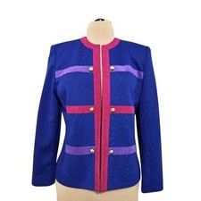 Vintage Mountain Home Chicago Wool Suede Blend Blue Pink Military Blazer 8