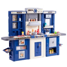 VEVOR  3-in-1 Kitchen Playset Kids Pretend Cooking Play Toy 74 Pieces Blue