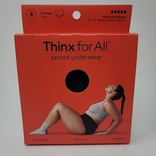 Thinx for All Women's Period Underwear Hi-Waist Super Absorbency Small Black