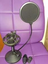 BILIONE Multifunctional Desktop Microphone Stand, Adjustable Mic Stand Desk with