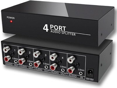 3.5Mm Aux + RCA L/R Audio Splitter 1 in 4 Out Stereo Analog Audio Distributor Bo