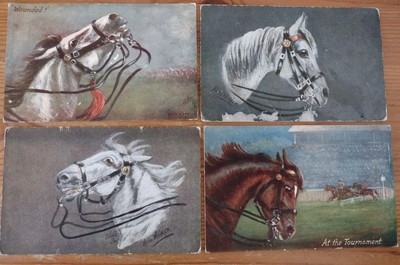 4 x Vintage Pferde Postkarten, Künstlerin Hilda Walker 