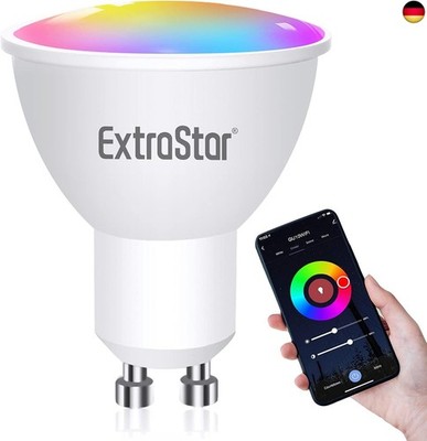 EXTRASTAR GU10 Intelligente RGBW-LED-Birne, 6W mit dimmbarem RGB-Licht,