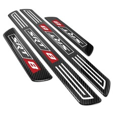 Dodge Srt-8 Logo X-large Black Carbon Fiber 4 Pcs Universal Door Sill Plates Dodge Srt-8 Logo X-large Black Carbon Fiber 4 Pcs Universal Door Sill Plates
