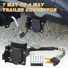 4-Way Flat to 7-Way RV Blade Trailer Wiring Adapter Connector Plug 7/4 Pin USA