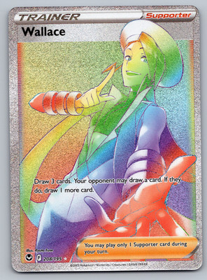 Wallace Pokemon Silver Tempest 208/195 Rainbow Secret Rare NM