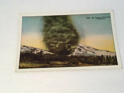 Vintage Postcard of Mt. Lassen Volcano In Eruption - California 
