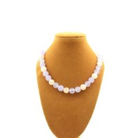 Steine Und MinéRaux. Halskette Perlen Rosenquarz + Chalcedon Lavendel 8 Mm Kette