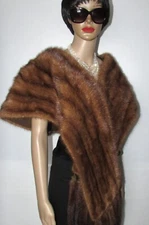 VTG HOLT RENFREW MEDIUM BROWN MINK FUR STOLE/10 TAILS   SIZE LARGE  13" X 90"