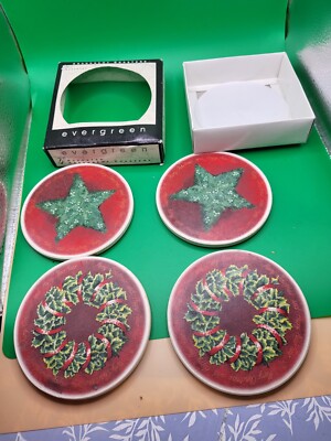 Evergreen Set Of 4 Assorted Absorbent Coasters. 1H