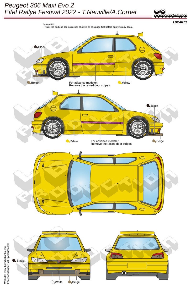 LB Production 1/24 Peugeot 306 Maxi Evo.2 Eifel Rally 2022 Decal