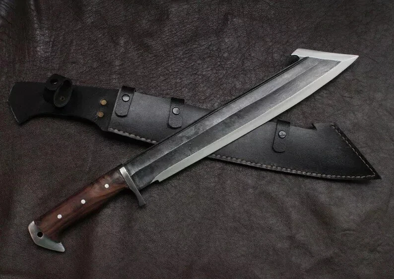 Custom Handmade Carbon Steel Blade Tactical Machete Sword| Hunting Sword Camping