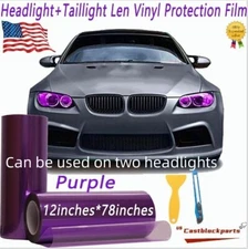 Fit For Headlight Taillamp Transparent Purple Lens Vinyl Protection Film 12"x78"