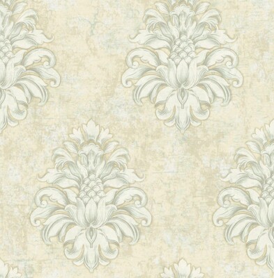 Papiertapeten, Klassische Tapeten, Wohnzimmer Tapeten, Hellbeige, Türkis-Creme
