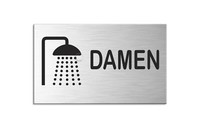 Schild Dusche Damen 100X60 Mm Aluminium GebüRstet Edelstahloptik Selbstklebend