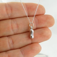 Tiny Peanut Charm Necklace - 925 Sterling Silver - New Mother To Be Baby Gift