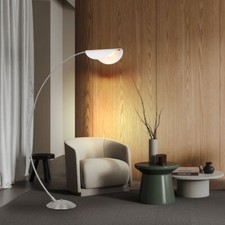 Bogenleuchte Stehlampe Standleuchte LED dimmbar nickel matt opal Wohnzimmer