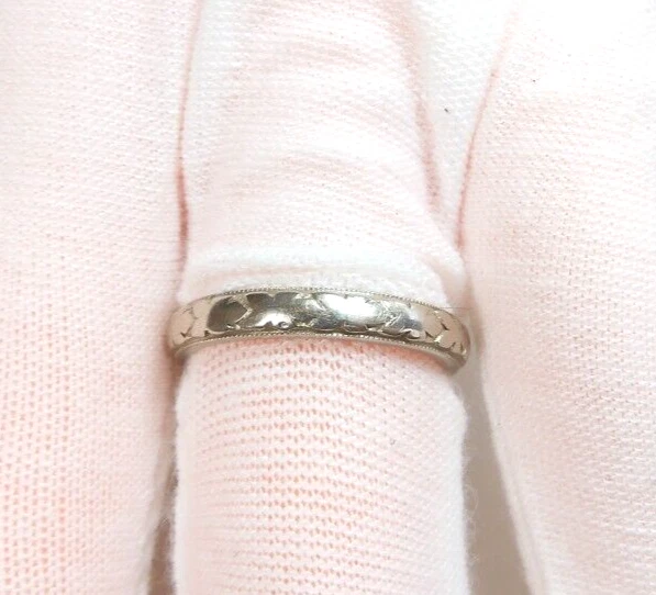 Antigua alianza de boda de 1920 anillo 13K/17K tamaño 5,75 UK-L 3,12 MM de ancho Art Deco Foto 2 de 4