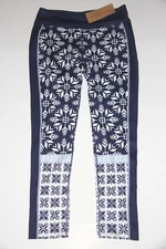 Krimson Klover Nordic Snowflake Legging Base Layer Bottom Women's Small Blue NEW
