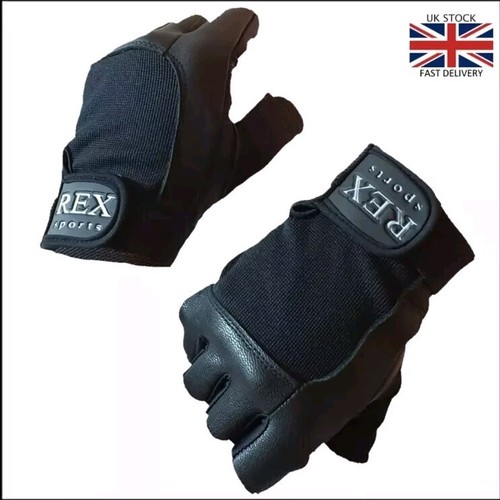 Rex Sports Fingerless Sports Cycling Bicycle Gloves Padded Palm 100%real Leather - Picture 4 of 4