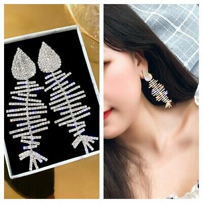 4Pcs Women Earring Set Foviza Crystals Fishbone Ear Stud Hoop Earrings Jewelry 