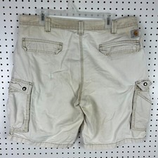 Carhartt Cargo Shorts Size 38 Sun Faded Work Wear Khaki Tan Relaxed Fit 100277