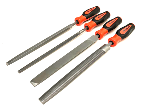 Snap On Tools NEW SGHBF600AO 4 Piece ORANGE Soft Grip Mixed File Set - Picture 3 of 8