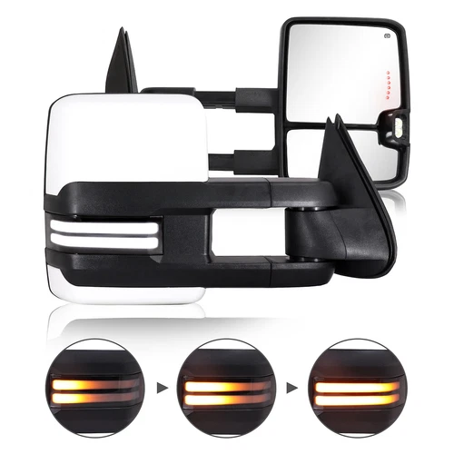 Painted White Tow Mirrors for 2003-2007 Chevy Silverado GMC Sierra Switchback