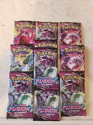 (10) Pokemon Sword And Shield Fusion Strike Booster Packs 