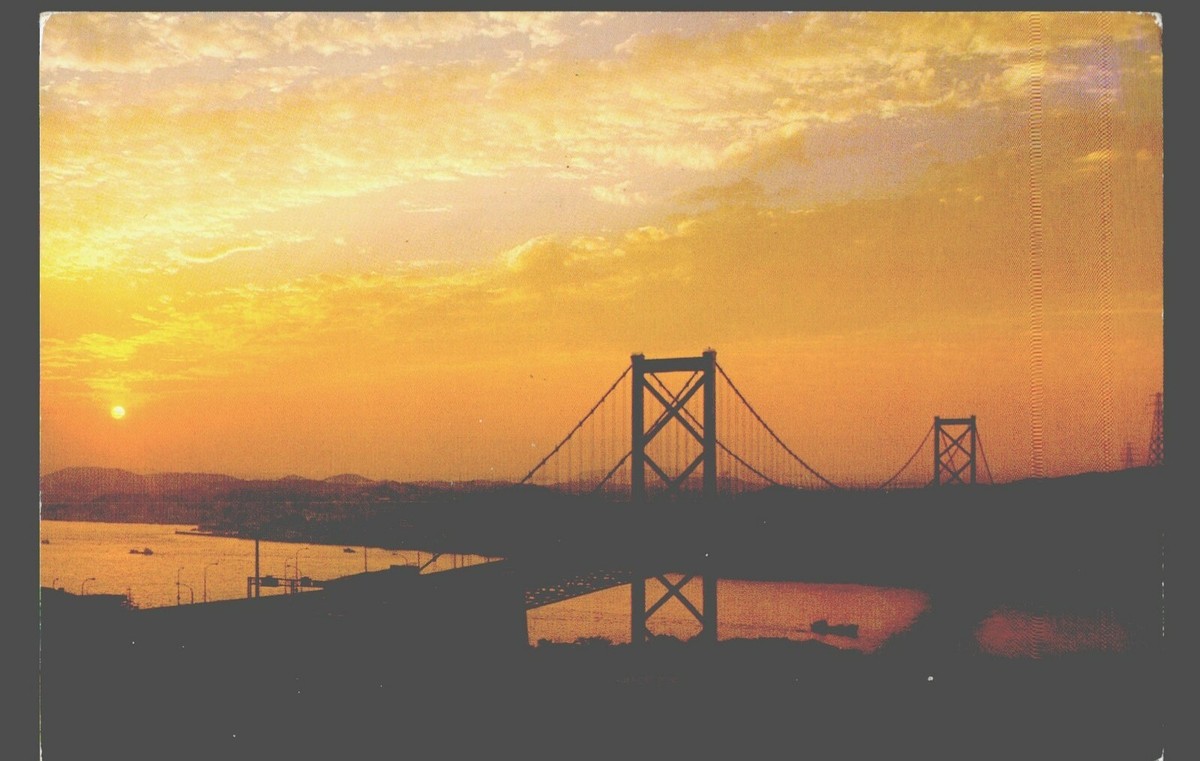 P3652 japan to identified bridge boats sunset | eBay