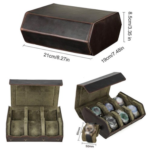 Genuine Leather Watch Box Display Case For 6 Watches Holder E6Q5 Storage K8V5 - Picture 12 of 12