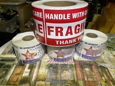 1- ROLL 350 COUNT  EBAY 3”X2”THANK YOU SHIP-LABELS/ 10-FREE 3”X5” FRAGILE LABELS