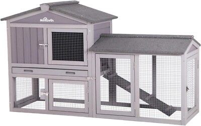 Aivituvin Rabbit Hutch Indoor Bunny Cage Outdoor Chicken Coop with Deep Tray