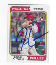 Signed DALTON GUTHRIE Philadelphia Phillies 2023 Topps Heritage Card #305 w/COA