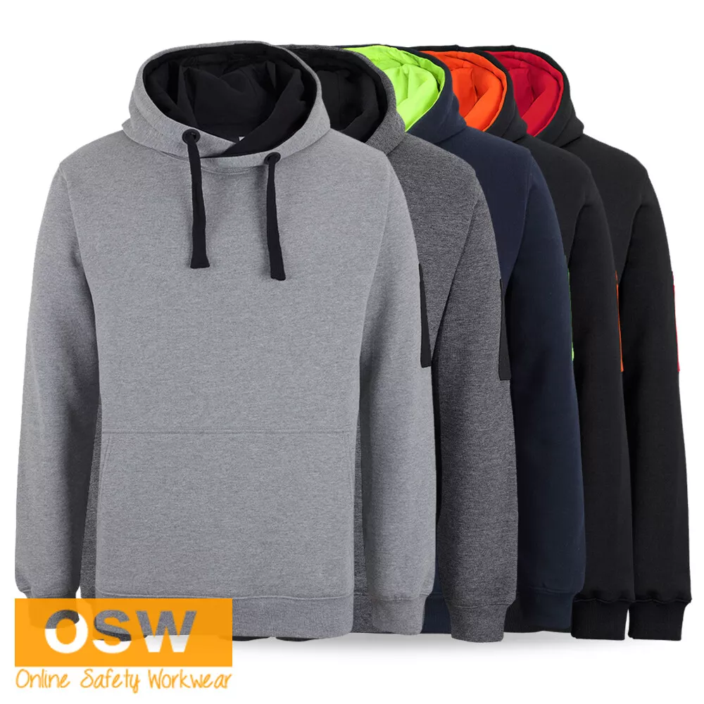 BN Mens 350gsm Brushed FLEECE Tradies Construction BUILDER Work PULLOVER Hoodies
