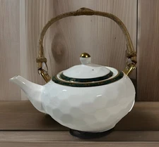 Green & Gold Teapot & 1 Cup w 2 Saucers Exceptional! **FREE SHIPPING**