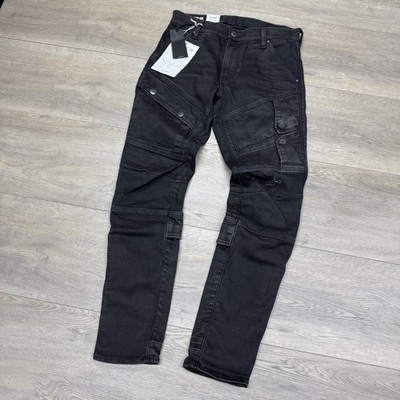 NWTG-Star Raw Airblaze 3D Skinny Black Multi Pocket Moto Cargo Jeans Mens 29x30