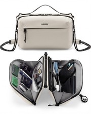 LUGGEX Large Travel Tech Pouch, Cable Organizer Bag with Large, Beige