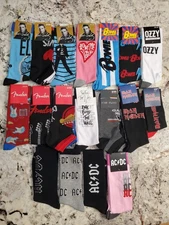 Odd Sox Mens Size 6-12 Crew Socks Ladies & Ankle Different Band Music Socks